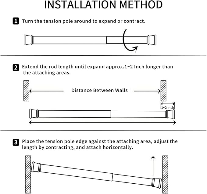 4 Pack Window Security Bars Adjustable Spring Tension Rod Sliding Glass Door Stick for Door with Rubber Tips, 1.3 cm in Diameter, Extends from 15.8-27.6 Inch, Black