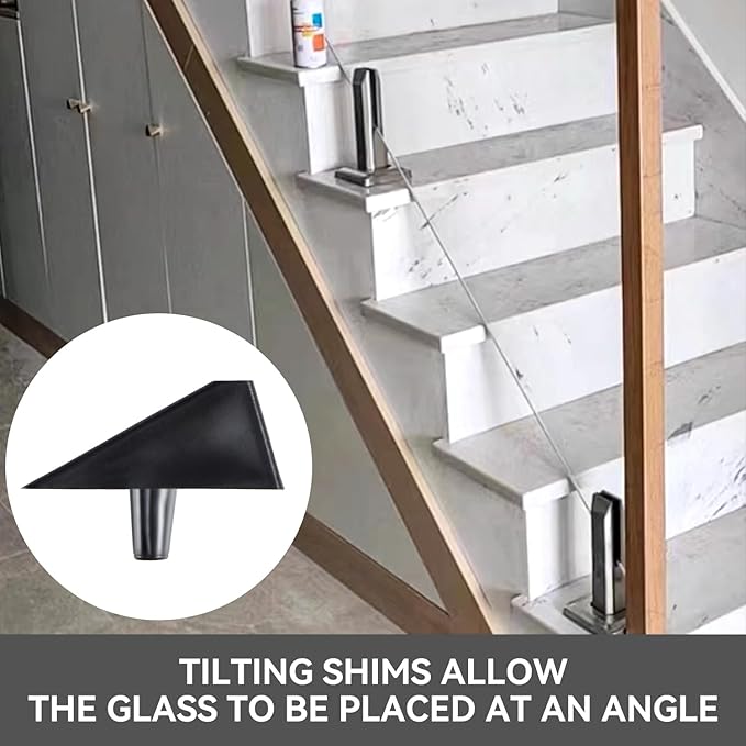 T316 Stainless Steel Glass Railing Clamp,Heavy Duty Glass Railing Spigot,Railing Post Clamp (4, Brush)