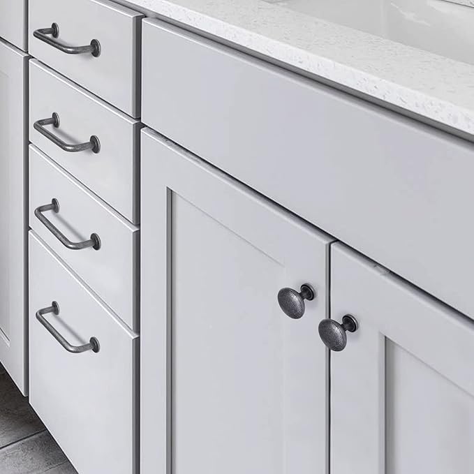 Goo-Ki 12.6" c-c Weathered Nickel Cabinet Handle Drawer Pulls, 6 Pack Antique Iron Bar Pull Kitchen Hardware for Appliance Closet Dresser Wardrobe Cupboard Furniture