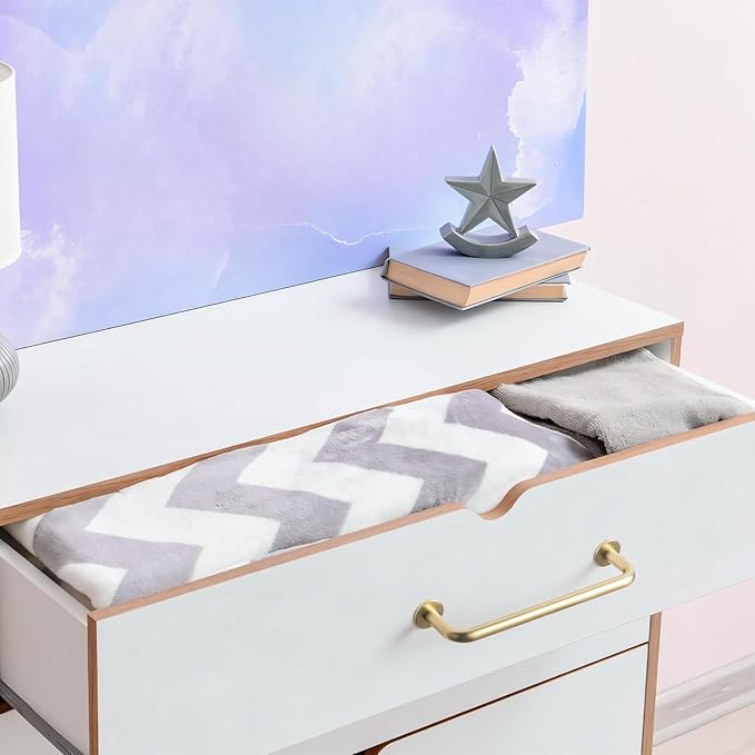 Goo-Ki 5.04"(128mm) c-c Champagne Bronze Cabinet Handle Drawer Pulls Zinc Alloy Kitchen Hardware - 6 Pack Modern Bar Pull Handles for Cupboard Wardrobe,9338UBR-128