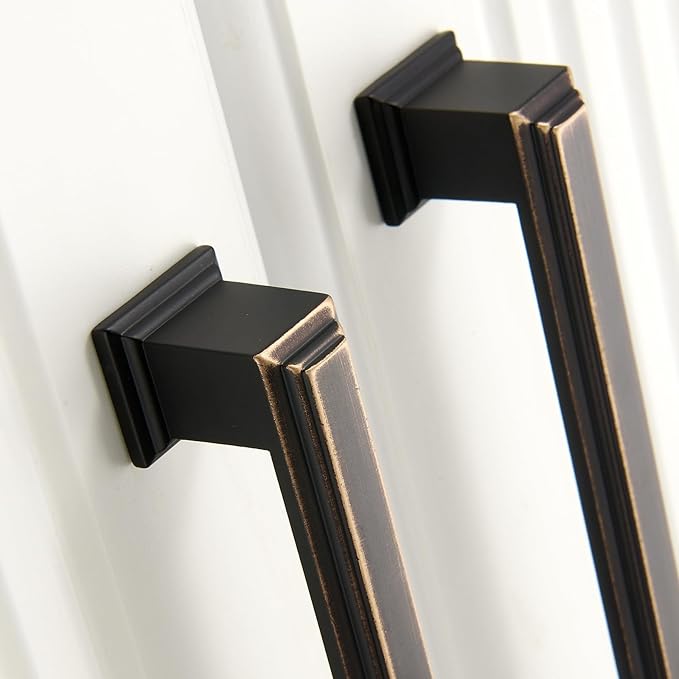 10 Pack 10 Inch(254mm) Hole Center Oil Rubbed Bronze Modern Cabinet Pulls Kitchen Cabinet Handles Kitchen Cabinet Hardware Timeless Drawer Pulls for Dresser Cupboard Wardrobe, ORB(10x10)