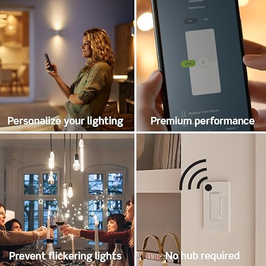 Leviton Decora Smart Dimmer Switch, 0-10V, Wi-Fi, Neutral Wire Required, Works with Matter, My Leviton, Alexa, Google Assistant, Apple Home/Siri & Wired or Wire-Free 3-Way, D2710-1BW, White