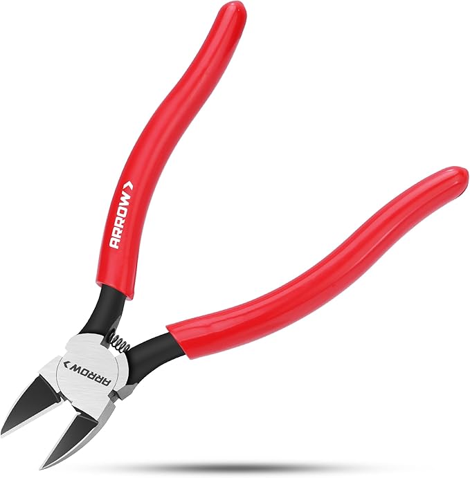 ARROW 7" Precision Wire Cutters - Spring Loaded Side Cutters, Ultra-Sharp Flush Cut Pliers, Diagonal Cutting Pliers with Non-Slip Handle for Jewelry Making, Crafts, Electronics, Zip Ties, DIY Models