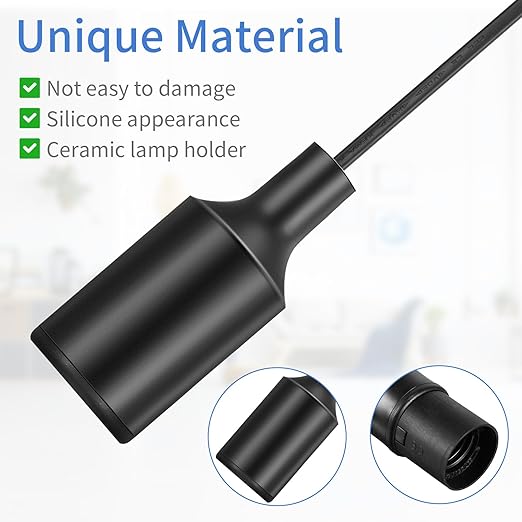 10 Pack Hanging Light Cord Pendant Light Cord with Switch Light Socket Extension Light Bulb Socket Cable Lamp Kit for E26 E27 Lamp Socket Lantern(Black,6 Feet)