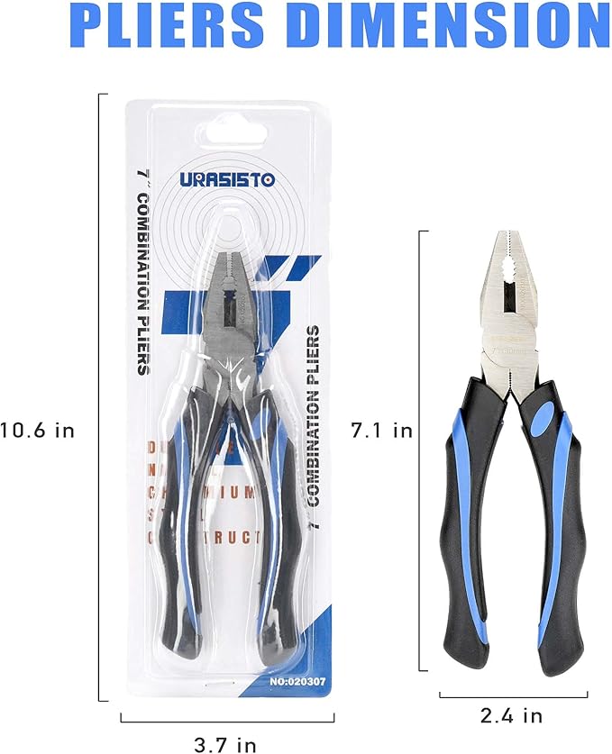 7-Inch Linesman Pliers with Rubber Grip Handle for Basic Repair, DIY Projects and Home