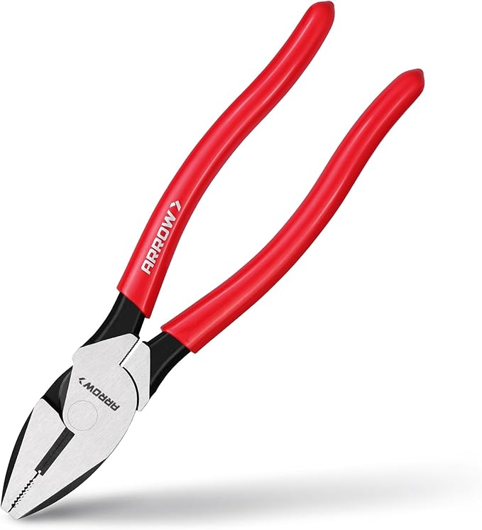 ARROW 8" High Leverage Linemans Pliers, Side Cutters, Linesman Pliers for Wire Cutting, Gripping