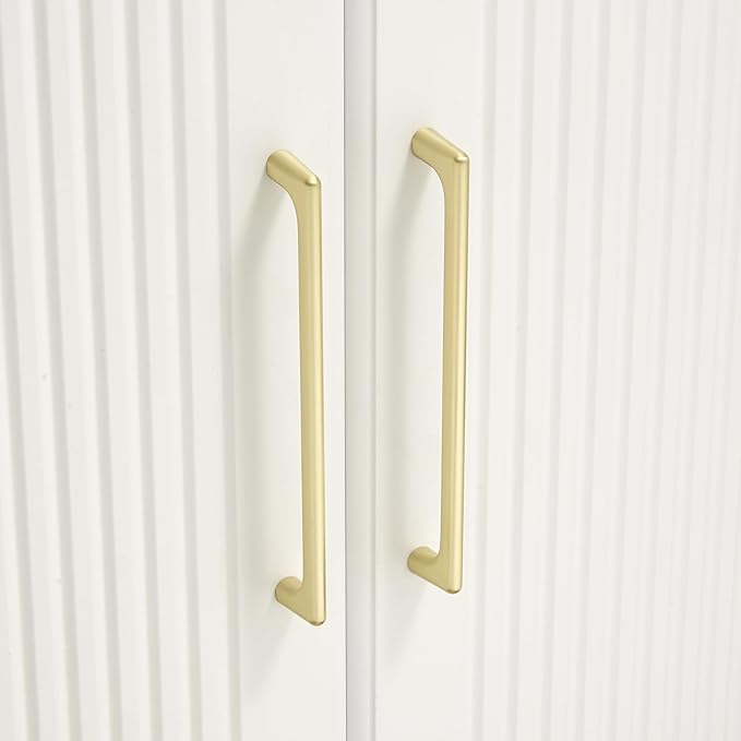 10 Pack 6.3 Inch(160mm) Hole Center Modern Brushed Gold Cabinet Pull Handle Timeless Vanity Drawer Pull Handle Classic Cabinet Hardware for Kitchen Dresser Bathroom, Screws Included, B-Gold(6.3x10)