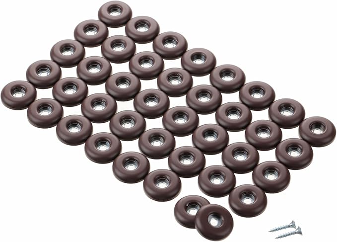 1-1/4" Screw on Furniture Sliders-Furnigear Heavy Duty PTFE (Teflon) Chair Leg Slides Glides Move Your Furniture Easy & Safely - Best Floor Protector(Brown-40pack)