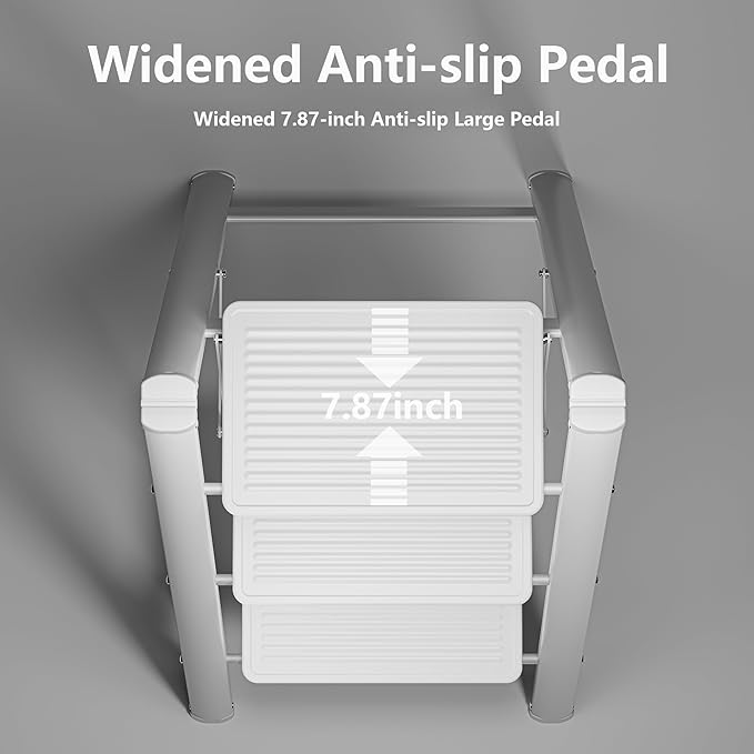 White Step Ladder White 3 Step Folding, Sturdy 330 Lbs Small Step Stool for Adults, Closet Step Stool Ladder with Anti-Slip Wide Pedals, Portable Folding Ladder for Home Kitchen Office