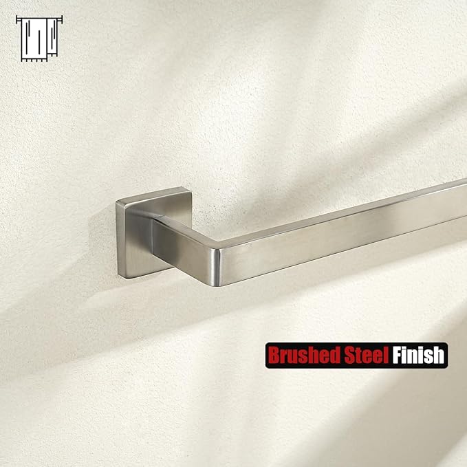 JQK Brushed Towel Bar, Rounded Edges 14.41 Inch Towel Rack, 304 Stainless Steel Bathroom Wall Mount, Useable Length 12 Inch, TB250L12-BN