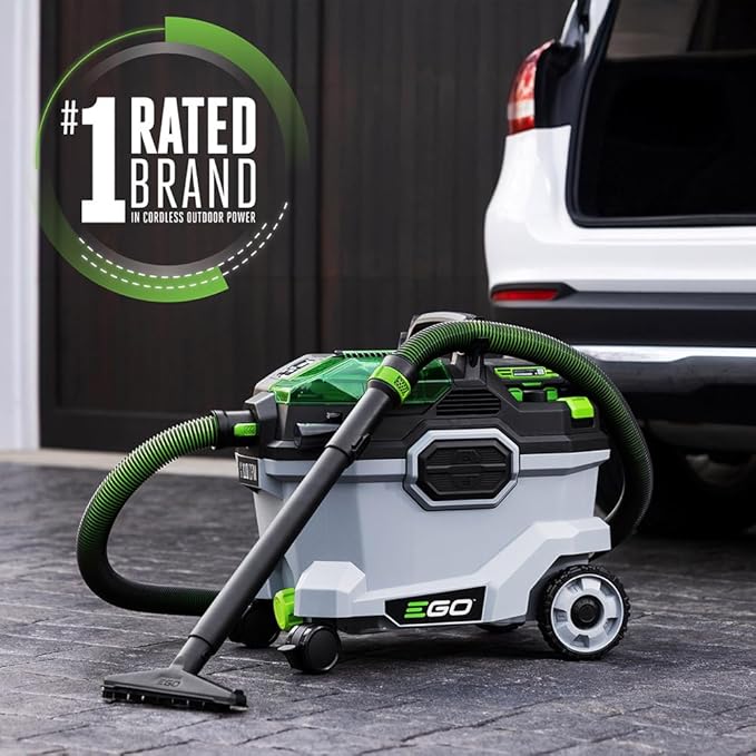 EGO Power+ Shop Vacuum Wet Dry, Car Vac, Portable Cordless Cleaner, 9 Gallon 110 CFM, Includes 56V 5.0Ah Battery and Charger - WDV0904