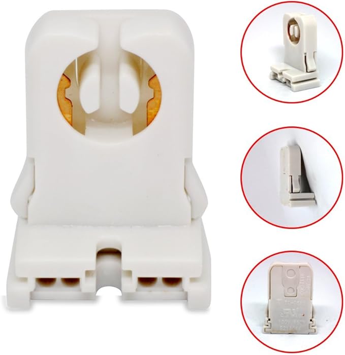T8 LED Fluorescent Tube Lamp Holder Tombstone, Non-shunted Turn-Type G13 Base, Medium Bi-Pin Socket, for LED Fluorescent Tube Replacements Turn-Type Lampholder Pack of 20