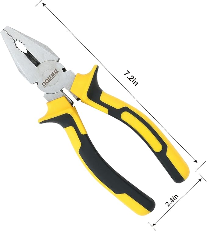 DOWELL Lineman's Pliers with Wire Cutter - 7 Inch Nickel Chromium Steel Construction Professional Handle