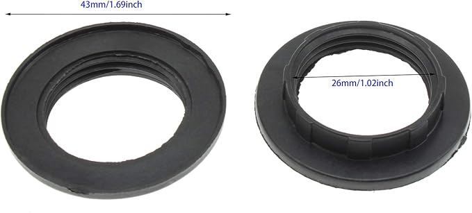 1.1 Inch Lamp Shade Collar Rings FDXGYH 2pcs E14 Light Socket Ring Retainer Rings and Replacement Adapter(Black)