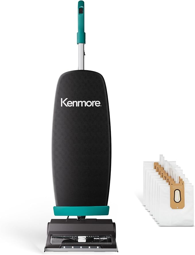 Kenmore BU1001 B200 Series Commercial Vacuum Cleaner Lightweight 14L Capacity Bagged Upright Vac with LED Headlight and 2-Speed Setting Powerful Suction for Pets, Carpets & Hard Floor