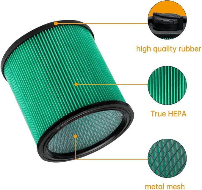 DXVC6914 Cartridge HEPA Filter Replacement for Dewalt 6-16 Gallon Wet Dry Vacuum Cleaners DXV06P DXV09P DXV10P DXV10PL DXV10SA DXV12P DXV14P DXV16P, 2 Pack