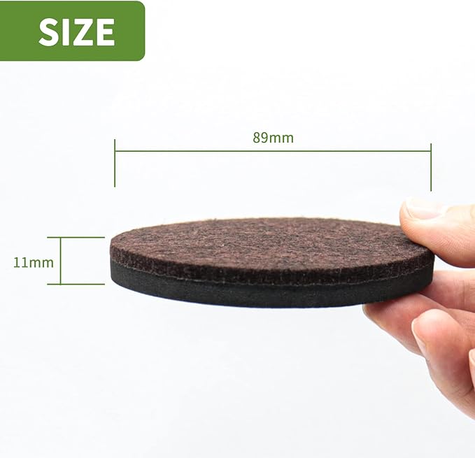 Furniture Sliders for Hardwood Floors 16 PCS - 3 1/2 inch Sliders for Moving Furniture – Felt Furniture Pads for Hardwood Floors Brown