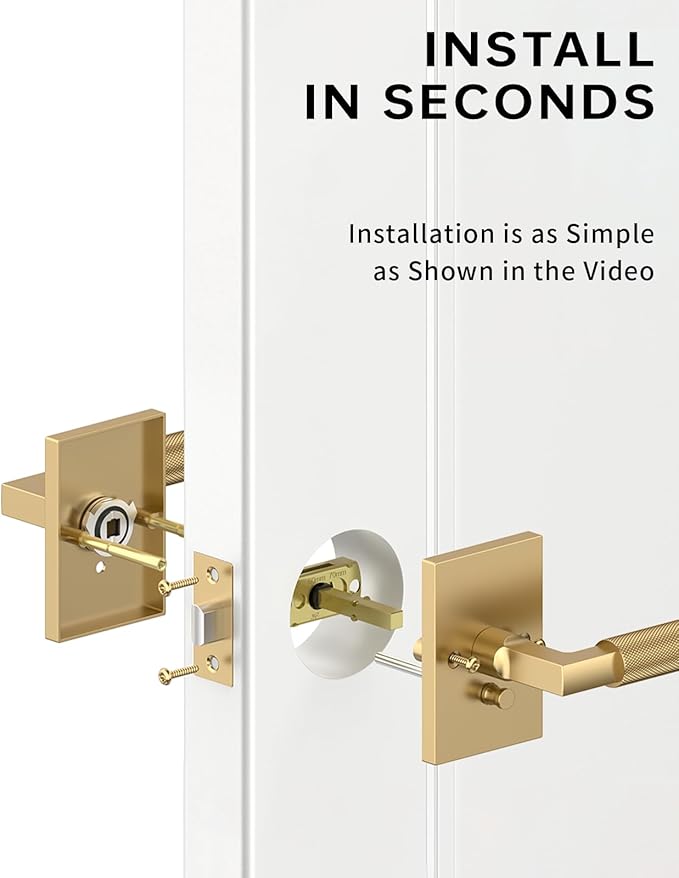 Asidrama 1 Pack Champagne Bronze Privacy Door Handles, Door Lever with Door Knobs Indoor for Bedroom or Bathroom, Heavy Duty Door Handles Interior with Locks for Left Right Sided Doors ZR08-098