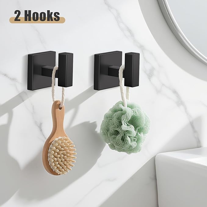 YACVCL 5-Pieces Matte Black Bathroom Hardware Accessories Set 23.6 Inch Towel Bar Set Upgraded Toilet Paper Holder with Shelf Stainless Steel Wall-Mounted Bathroom Hardware Set