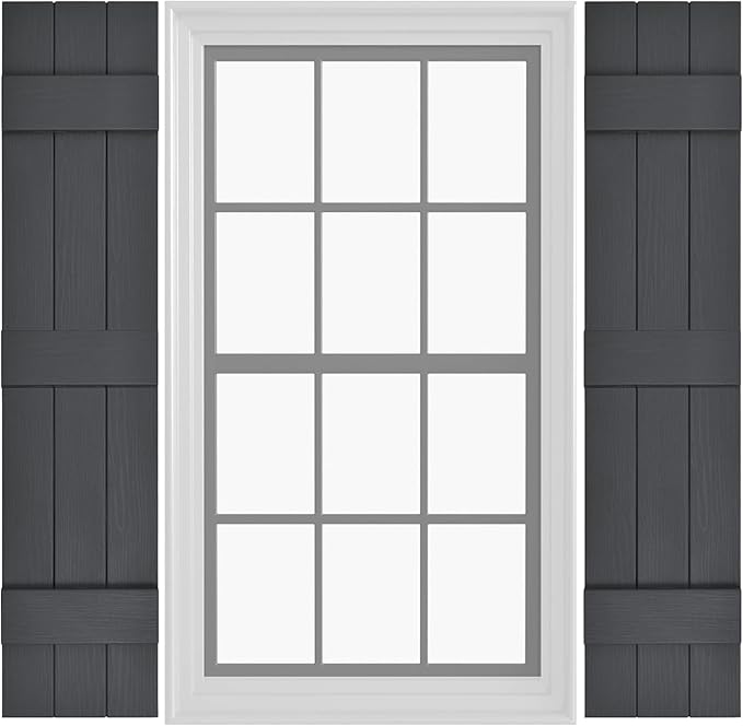 Board & Batten Vinyl Shutters (1 Pair) | 11"x67" (3-Board) - Cornerstone Grey | Exterior Window Shutters | Includes Mounting Hardware | Simple Installation | Made in USA
