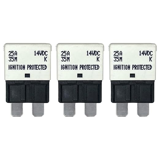 Auto Reset ATC/ATO 25 Amp Circuit Breaker Fuse for Automotive Marine RV Car Truck Audio Battery Protection Automatic Reset | Low Profile (25A, 3 Pack)