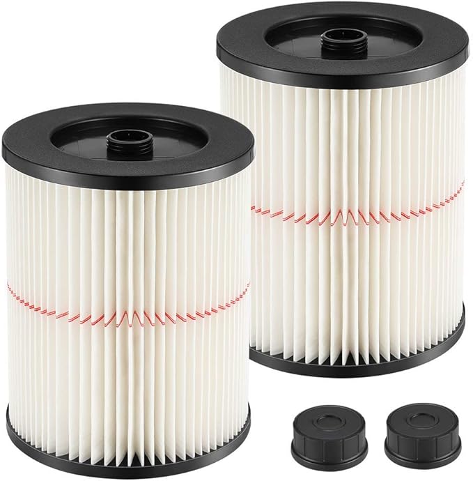 9-17816 Red Stripe Vacuum Cartridge Filter Replacement Compatible with Craftsman Wet/Dry 5/6/8/12/16/32 Gallon and Larger(2 Pack)