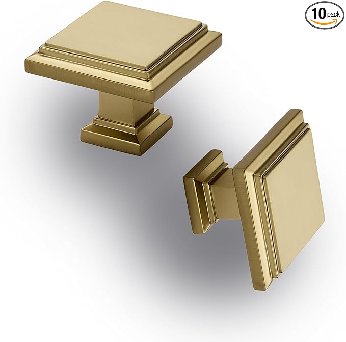 10 Pack Brushed Champagne Bronze Cabinet Knobs Modern Cabinet Pulls Kitchen Cabinet Handles Kitchen Cabinet Hardware Timeless Drawer Pulls for Dresser Wardrobe, Champagne(1x10)