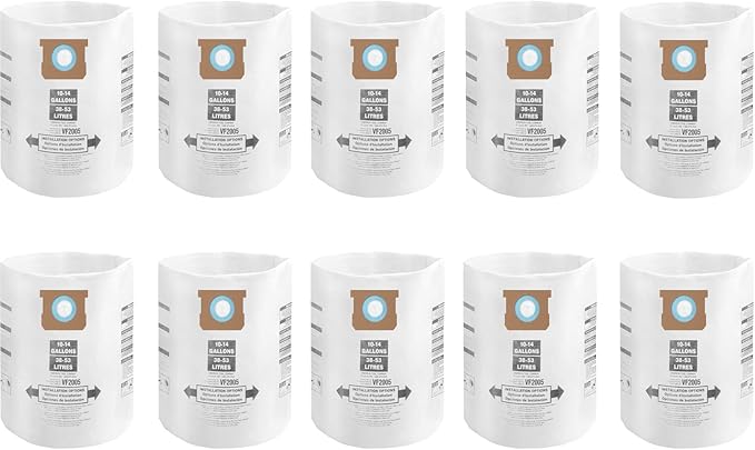 10 Pack Shop Vac 10-14 Gallon Vaccum Bags, ALYYDBG Type F 90662 9066200 9066233, Type I 90672 9067200, 9067211 Filter Bags
