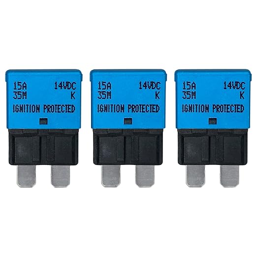 Auto Reset ATC/ATO 15 Amp Circuit Breaker Fuse for Automotive Marine RV Car Truck Audio Battery Protection Automatic Reset | Low Profile (15A, 3 Pack)