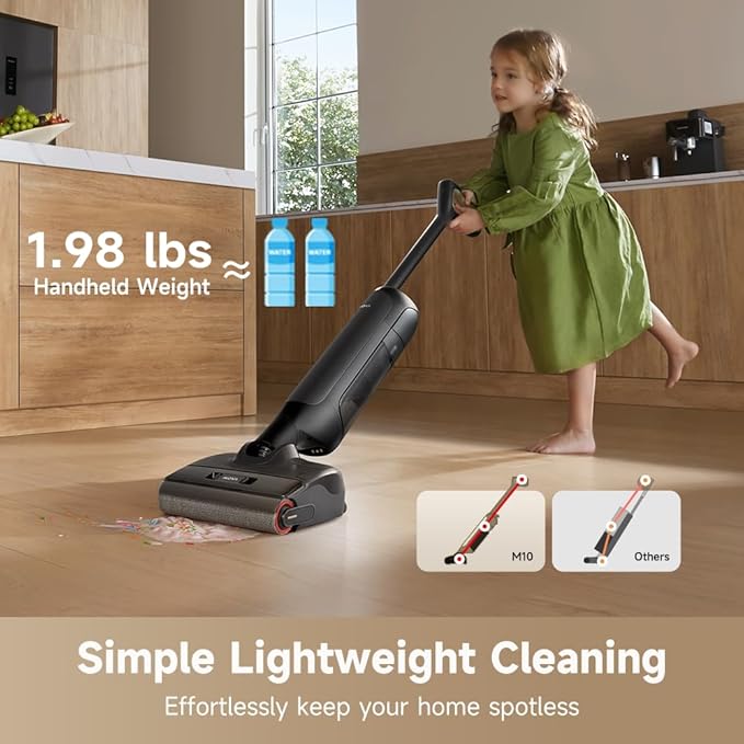 MOVA M10 Cordless Wet Dry Vacuum Cleaner 180° Lie-Flat Smart Vacuum Mop All in One for Hard Floor, 167°F Flashdry Self-Cleaning, Zero inch Dual-Edge Cleaning, 18000Pa Suction, Zero-Tangle for Pet Hair