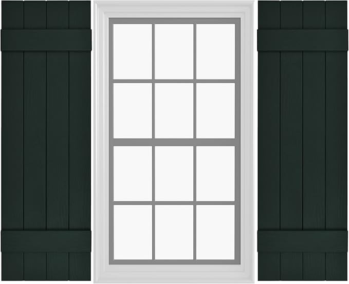 Board & Batten Vinyl Shutters (1 Pair) | 14.5"x51" (4-Board) - Heathered Spruce | Exterior Window Shutters | Includes Mounting Hardware | Simple Installation | Made in USA