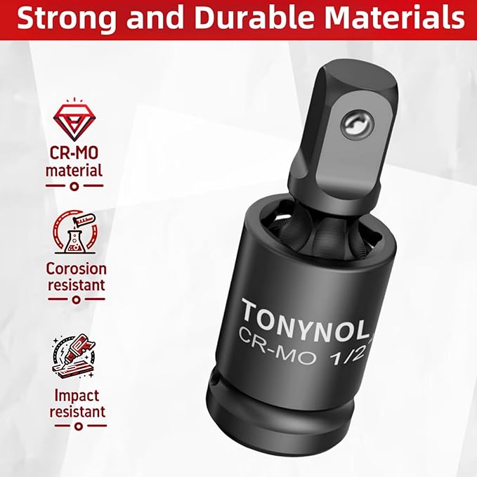 Universal Joint Swivel Socket Adapter 1" Drivers,U-Joint Drive CR-MO Impact Grad Wobble Socket Wrench Set