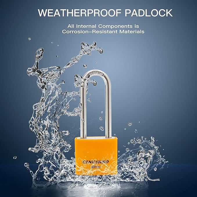 1-3/16 in. Small Aluminum Key Lock,Keyed Alike Padlocks with Long Shackle for School Gym Locker, Toolbox,12 Pack