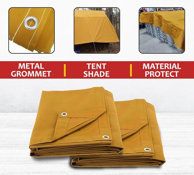 Mytee Products 6' x 8' Tan Canvas Tarp 12oz Heavy Duty Water Resistant