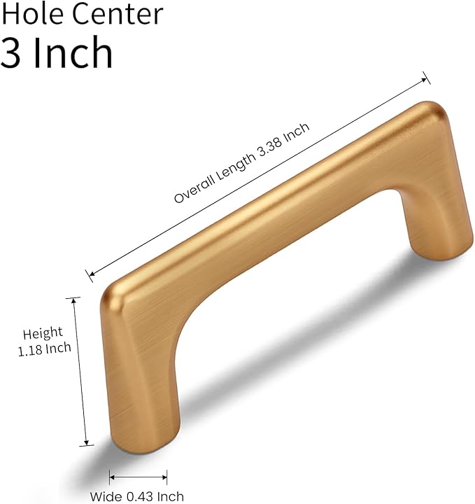 10 Pack 3 Inch(76mm) Hole Center Modern Brushed Champagne Bronze Cabinet Pull Handle Timeless Vanity Drawer Pull Handle Classic Cabinet Hardware for Kitchen Bathroom, Champagne(3x10)
