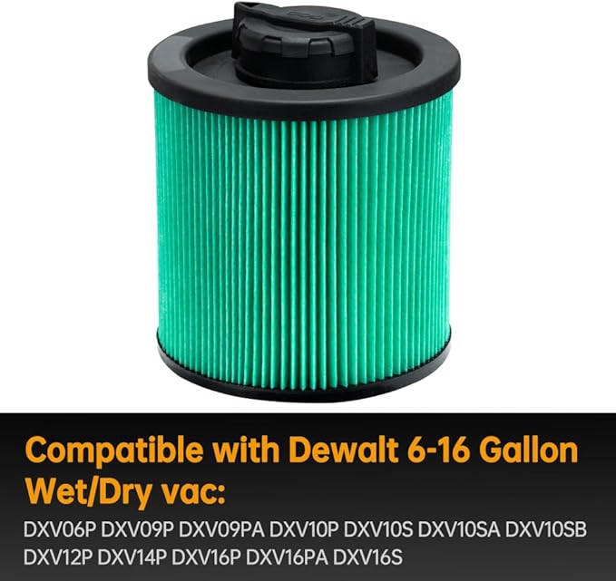 DXVC6914 Cartridge HEPA Filter Replacement for Dewalt 6-16 Gallon Wet Dry Vacuum Cleaners DXV06P DXV09P DXV10P DXV10PL DXV10SA DXV12P DXV14P DXV16P, 2 Pack
