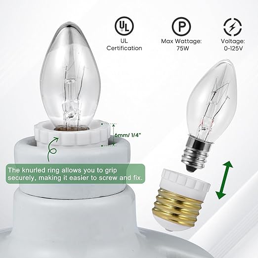 Candelabra Socket Adapters, Standard Light Socket to Candelabra Bulb Socket Adapter, Medium Screw E26 Base to Small E12 Screw Socket Converter, UL (8)