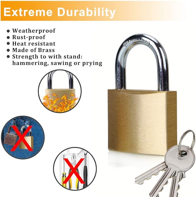 ABRAFOX Solid Brass Same Keyed Padlock Keyed Alike locks-40mm-3pack
