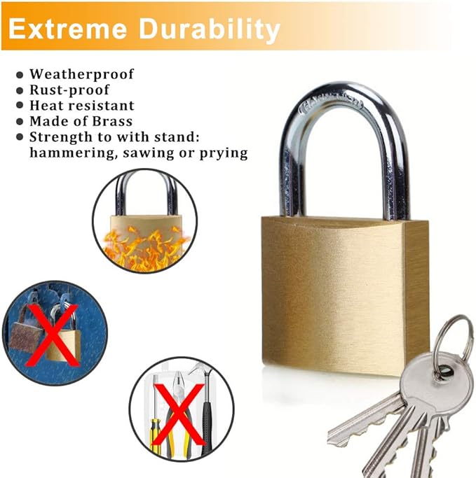 ABRAFOX Solid Brass Same Keyed Padlock keyed Alike Weatherproof Locks (1-9/16 inch 40mm-12pack