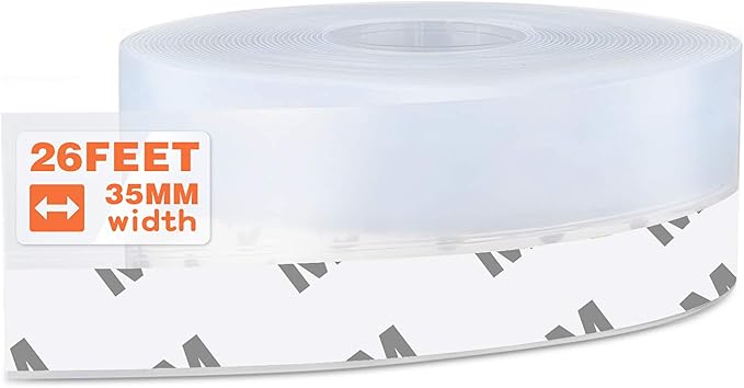 26 Feet Silicone Seal Strip, Transparent, 35MM - Door & Window Seal, Draft Stopper Adhesive Tape for Doors, Windows & Shower Glass Gaps