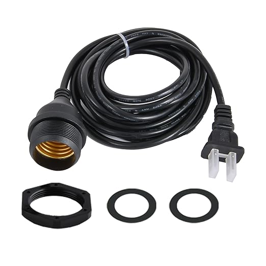 10Foot with Wire Electric Light Socket Waterproof Plug Light Outdoor Plug Light E26/E27 Socket with Wire Electric Light Socket Temporary Building Lighting Waterproof Socket with Wire Electric 6017