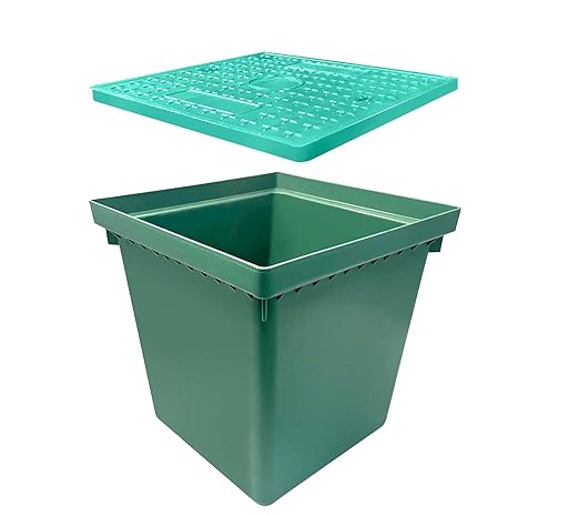 24x24x24in Underground Splice Boxes W/FRP Inspection Cover Large Enclosure Box Bucket Polyethylene Distribution Pull Access Electrical Junction Drillable Tapered Wiring Box for Cable