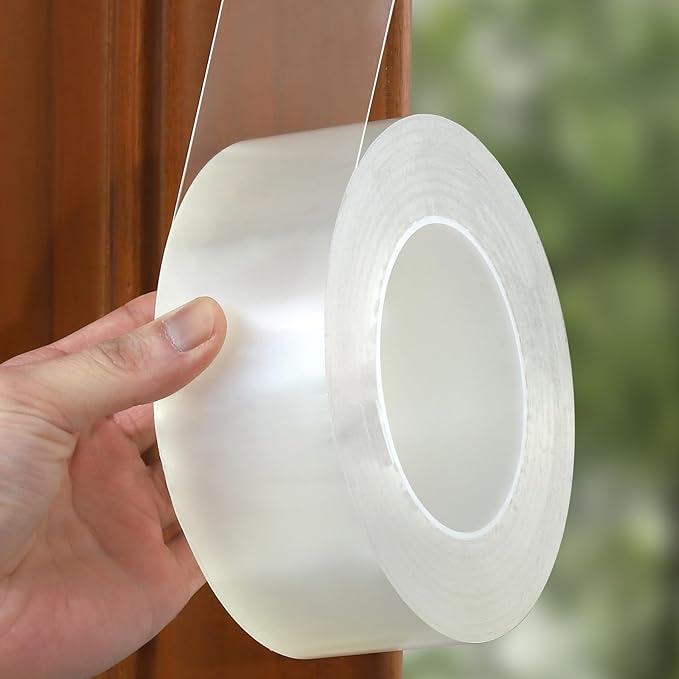 Transparent Weather Sealing Tape, Clear Draft Isolation Film Tape for Door Draft Stopper, Adhesive Tape for Doors, Windows and Shower Glass Gaps - No Residue (2 Inch x 16Ft)