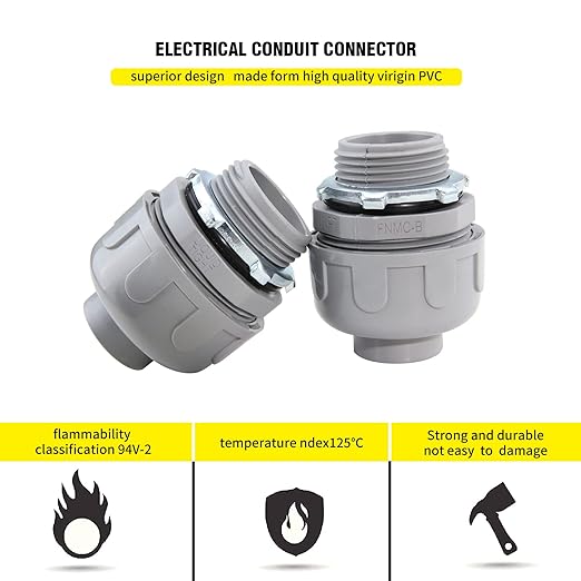 DWALE 3/4 Inch Flexible PVC Liquid Tight Connector, Ferrule Based, Screw Terminal, Grey, 100PACK