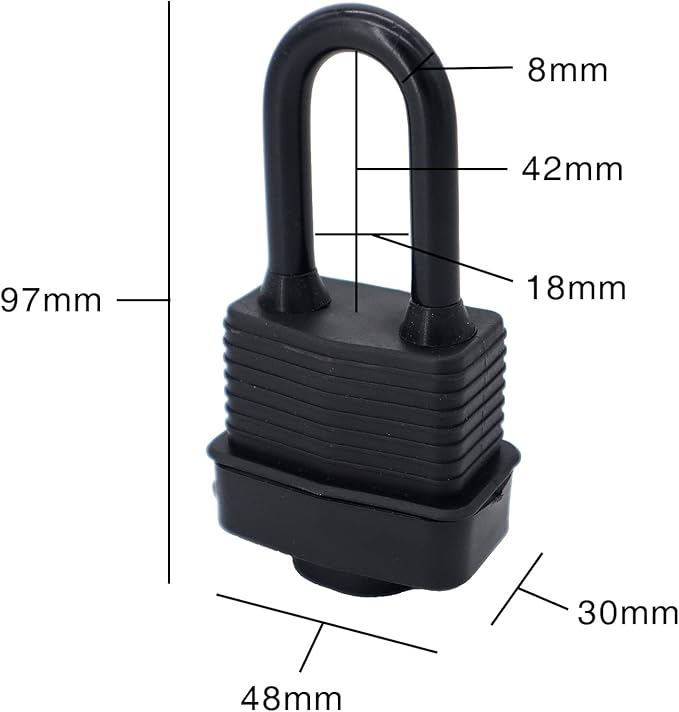 FIGODE® Waterproof Padlocks Keyed Alike for Outdoor use, Covered Heavy Duty Laminated Steel Lock, 1-9/16 Inch. Wide, Long Padlock, Pack of 48
