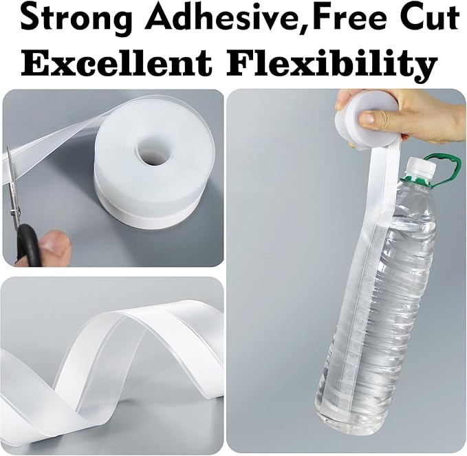 Silicone Seal Weather Stripping Tape 16.5 Feet Strip Bottom Draft Insulation Stopper Tape Weatherproof Soundproof for Door or Window Bathroom Shower Glass Gaps(25mm*5m)