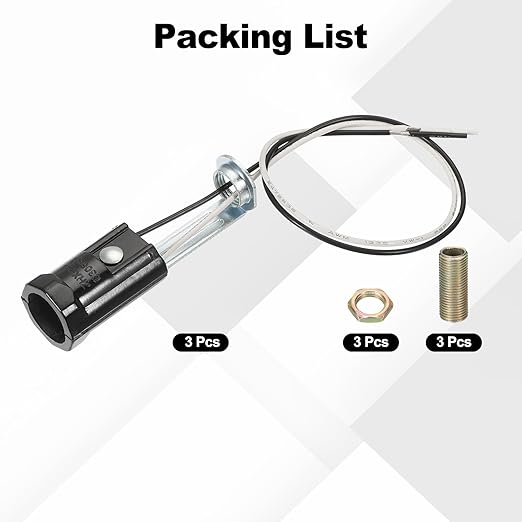 PATIKIL Candelabra Base Lamp Holder Light Socket, 10pcs UL Listed Keyless E12 Bulb Socket with 9.8" Wire Leads for E12 Incandescent LED Light Bulbs, 2.4" Tall