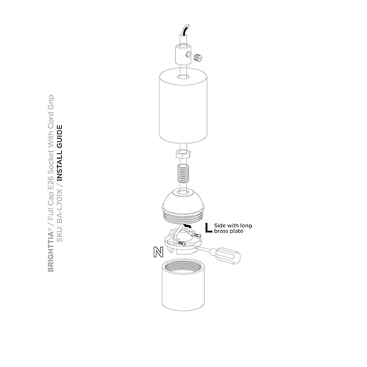 BRIGHTTIA E26 Light Bulb Socket with Cover & Cord Grip - Standard Screw-in Lamp Holder Socket Replacement for DIY Decorative Vintage Retro Industrial Edison Pendant Lighting - 2 Pack (Black/Gold)