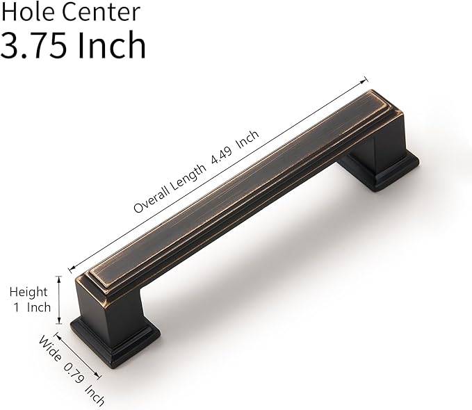 10 Pack 3.75 Inch(96mm) Hole Center Oil Rubbed Bronze Modern Cabinet Pulls Kitchen Cabinet Handles Kitchen Cabinet Hardware Timeless Drawer Pulls for Dresser Cupboard Wardrobe, ORB(3.75x10)