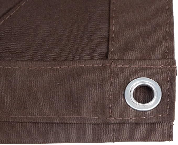 Mytee Products 12' x 24' Dark Brown 12oz Canvas Tarp with Grommets - Water Resistant - Heavy Duty Canvas Tarps - Multipurpose Tarpaulin Cover for Canopy Tent, Roof, Camping, Semi Trucks & Cargo